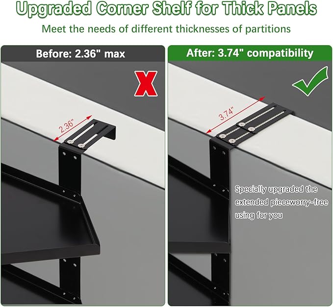 Office Cubicle Shelf, Cubicle Storage, Shelf Organizer Accessories, Height Adjustable Hanging Corner Shelf with Adjustable Hooks (Black, Double Layer)