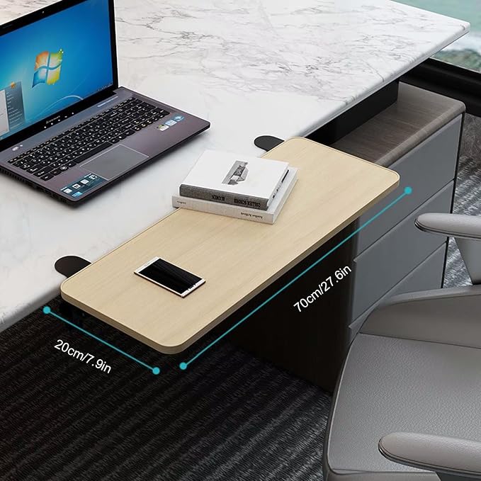 No-Drill Clamp-On Foldable Desk Shelf - Side Table Extension & Storage Organizer - Easy Setup for Office, Dorm, Home Desk