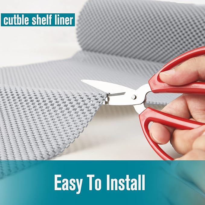 Shelf Liner, Non-Adhesive Roll Drawer Liners 12 Inches x 20 Feet, Non Slip Grip Durable Strong Clean, Shelving Liner for Kitchen cabinets,Storage, Desks, Kitchenware, Tableware, Light Gray