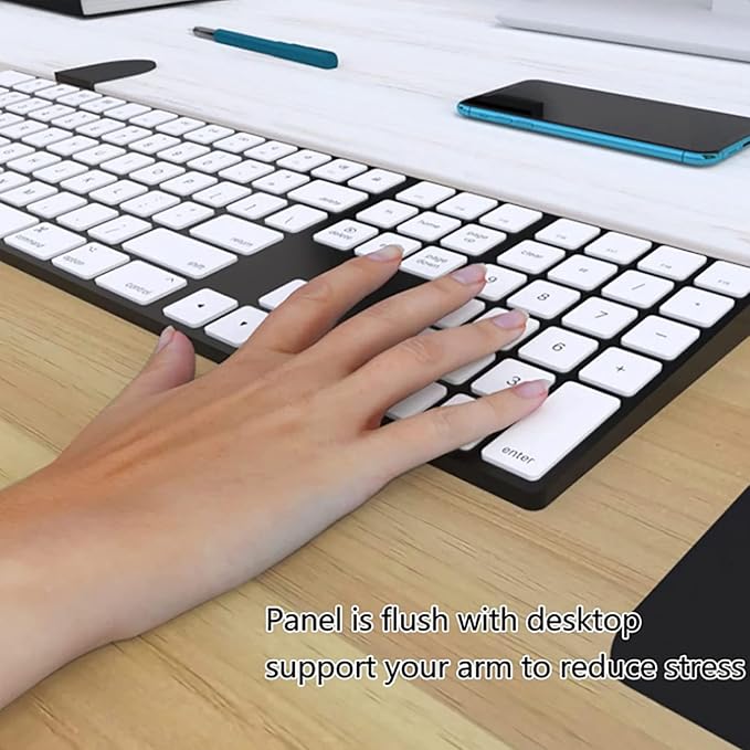 Desktop Computer Desk Extender with Foldable Extension Tray and Ergonomic Mouse Arm Support Shelf for Office Use (Black 68cm)