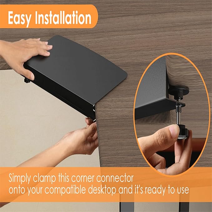 17 inch Corner Desk Connector, L Desk Corner Sleeve with Mounting Under Desk Drawer, Platform Extender Attachment for Extender Desk Space, Computer Laptop Home Office