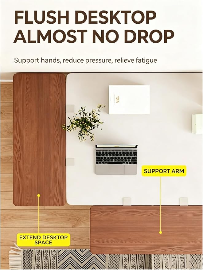 Clamp-On Desktop Extension Board, Side Table for Laptop/Monitor/Keyboard, Space-Saving Office Desk Width 50x25cm (Black-Milk) - Ideal for Small Spaces