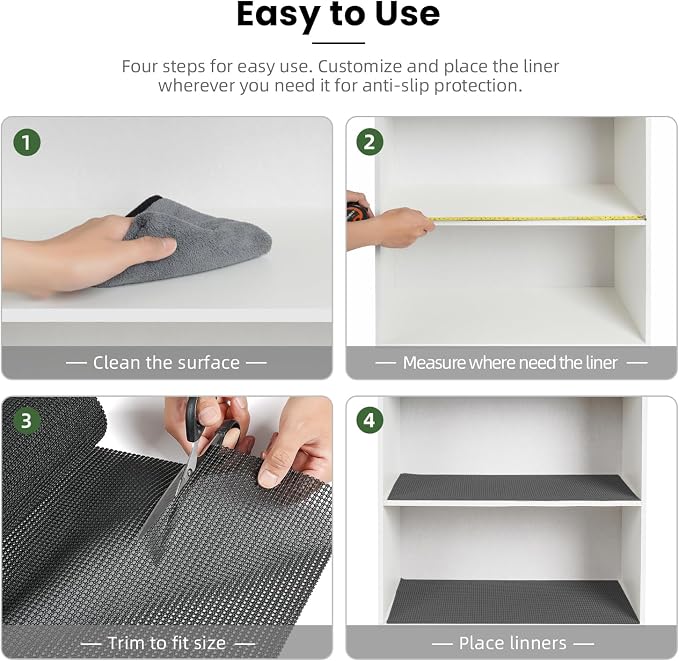 BAGAIL Non-Adhesive Shelf Liner, Thick Strong Grip Drawer Liners for Kitchen Cabinets, Heavy-Duty Easy Cut Cabinet Liners for Shelves, Pantry, Bathroom Cupboards - 24" x 20FT, Charcoal