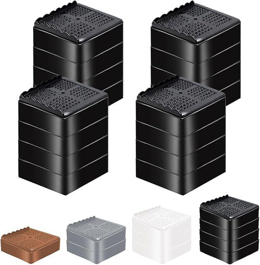 Furniture Risers Heavy Duty Adjustable Bed Risers Blocks Lift 4, 3, 2 inches for Couch, Sofa, Table, Desk, Chair Legs, Refrigerator, Washing Machine Support up to 4000 pounds (Black 4 Pack, 4 inch)