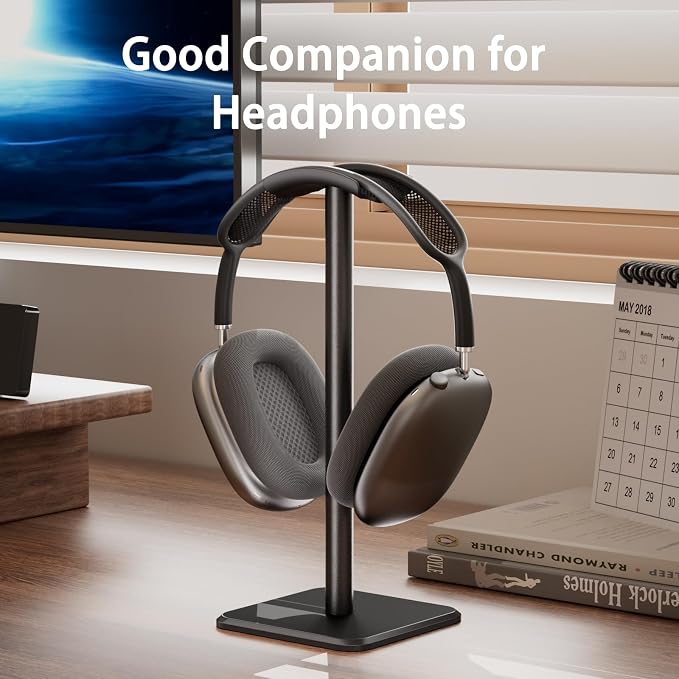 Headphone Stand - Headset Stand with Aluminum Hanger, Headphone Holder for AirPods Max, Sony, Bose, Beats and More (Black)