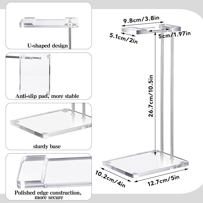 Xuhal Acrylic Headphone Stand Headset Holder for Desk, Clear Acrylic Gaming Headset Stand Universal Headphone Holder for Desktop Display Office Accessories, with Metal Hardware(Rectangle)