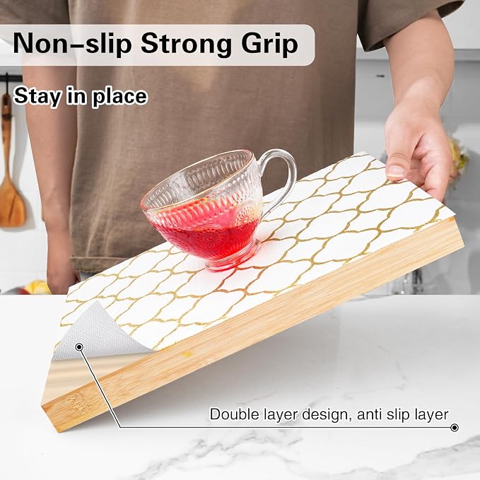 Drawer and Shelf Liner for Kitchen Cabinet,Non-Adhesive Cabinet Liner 18in x 20FT,Waterproof Shelf Paper Non-Slip Mats Cupboard Liner Contact Protect Dresser/Shelves/Table-Golden Lantern