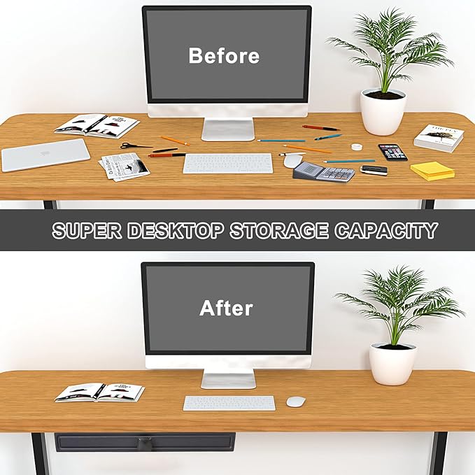 GOME Under Desk Slide out Pencil Drawer with Space Divider Design for Storing Pencil and Office Accessories, Underdesk Pull out Tray Organizer Mounted for Sit Stand Workstation