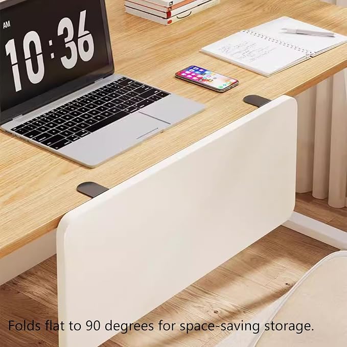 Ergonomic Clamp on Desk Extender Tray for Bookshelf, Dining Table 90° Foldable Table Extender for Desk Office Desk Extension(White,80 * 25cm)