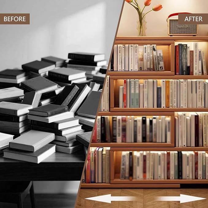 Expandable Bookshelf Wood Desktop - Organizer Bookcase Office Book Case Storage Rack Multipurpose Shelves Corner Display for Study,Living Room,Small Space