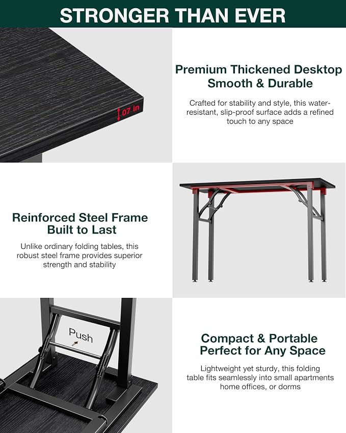 Frylr Small Folding Computer Desk – Portable 43.3 Inch Foldable Laptop Table, Collapsible and Compact for Easy Storage and Fast Setup, Lightweight for Small Spaces, Craft and Study Use, Dark Oak