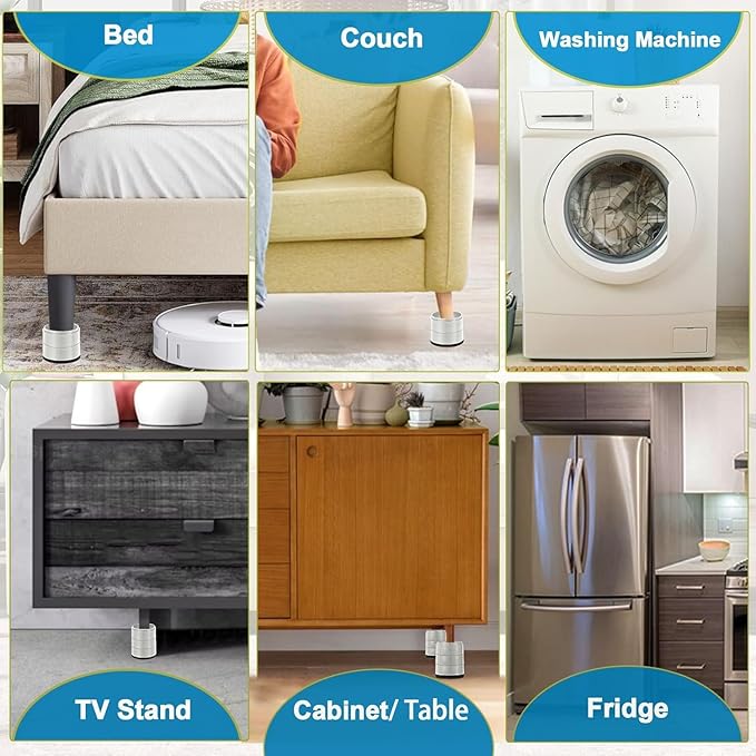 Bed Risers 1 inch, 2 inch, 3 inch, 4 inch Heavy Duty, Adjustable Furniture Riser for Table Desk Couch Sofa Chair Refrigerator Washing Machine, Stackable Bed Raisers Blocks (White 4 Pack, 1+1+1 inch)
