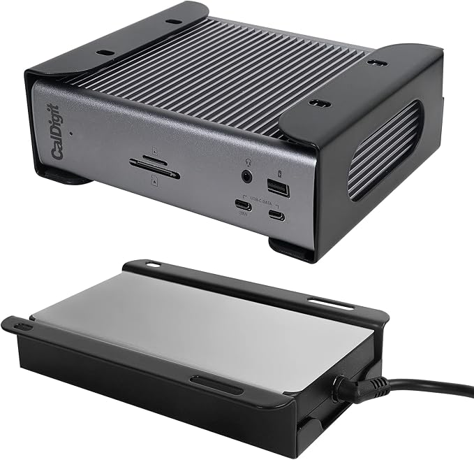 Under Desk Holder for Thunderbolt 4 Dock/Thunderbolt 3 Dock and Power Cable, Under Desk Iron Storage Rack for TS4 / TS3 Plus, No Drill, Easy Install with All Hardware Included