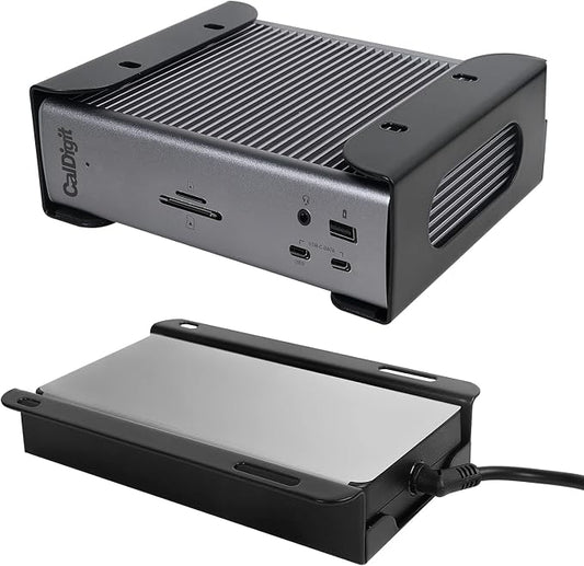 Under Desk Holder for Thunderbolt 4 Dock/Thunderbolt 3 Dock and Power Cable, Under Desk Iron Storage Rack for TS4 / TS3 Plus, No Drill, Easy Install with All Hardware Included