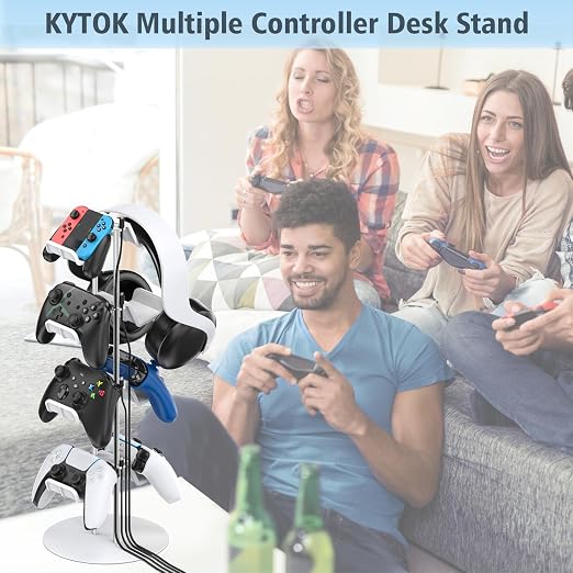 Kytok Gamer Gifts, Headset Stand 4 Tiers with Cable Organizer, Controller Stand Compatible with PS5/Xbox/Nintendo Switch/PS Portal/PS4, Headset Holder & Controller Holder