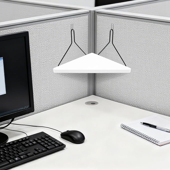 Fabric Wall Cubicle Corner Shelf with Hooks 11.8 Inch Wooden Triangular Cubicle Corner Shelf for Office Fabric Walls Display Storage Hanging Organizer for Work Decor Small Planter(White，2 PCS)