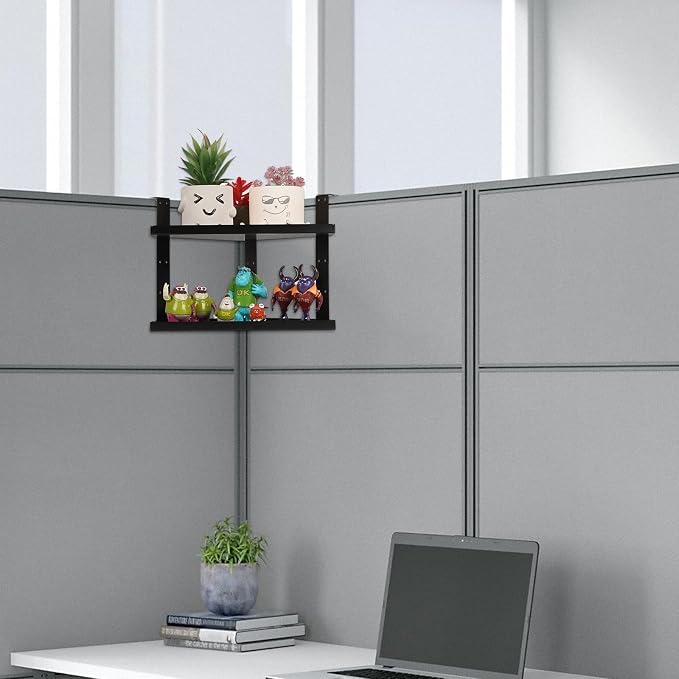 Office Cubicle Shelf Cubicle Storage Organizer Cubicle Accessories Height Adjustable Cubicle Corner Shelf with Adjustable Hooks