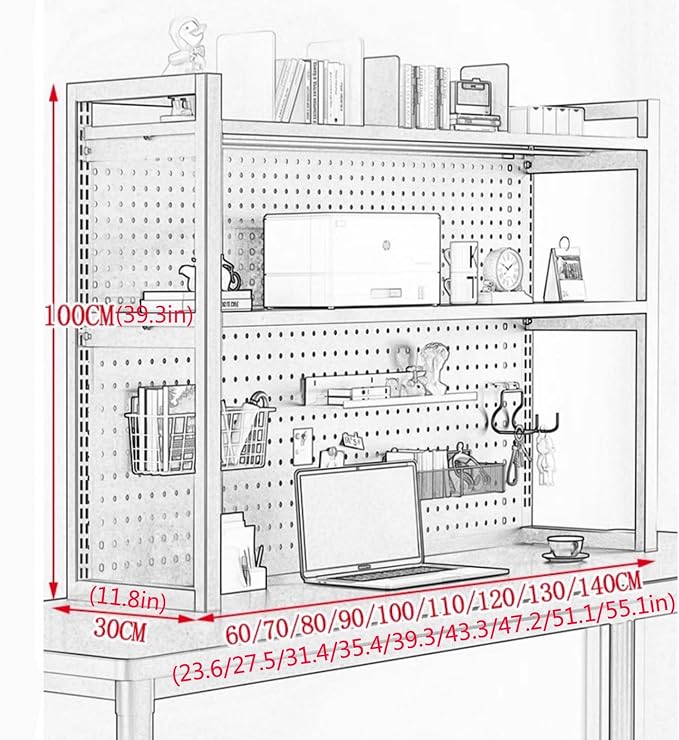 Dorm bookshelf,Desk Organizer Shelf,Desktop bookshelf,Desktop Storage Shelf,lift desk bookcase,desk hutch dorm，multipurpose bookshelf storage rack,student pegboard bookcase,home office racksdisplavs(B