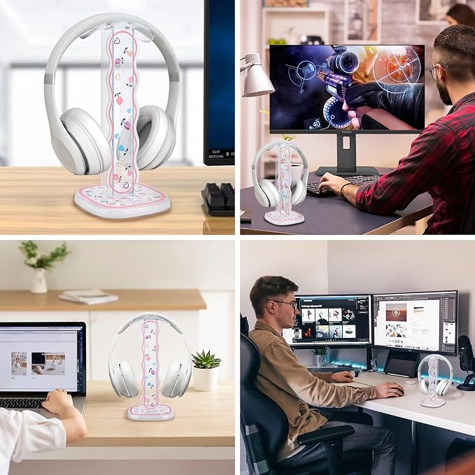CamyCosy Headphone Holder for Desk, Gaming Headset & Earphone Stand with Tulip Flowers Pattern