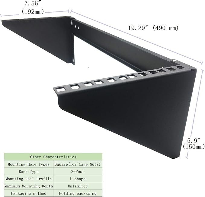 4U19 Inch Vertical Wall Mount Patch Panel Bracket and Heavy Duty 125 lbs Capacity Wall Mountable Server Rack (4U150)