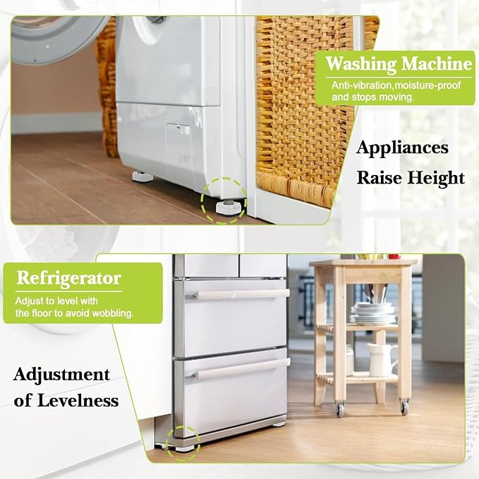 6 Pack Furniture Risers 3 Inch, Adjustable Bed Risers Heavy Duty for Table Desk Couch Chair Sofa Cabinet Bed Legs Dorm, Square Stackable Bed Raisers Blocks Lift Height 1", 2",3"or 4", White