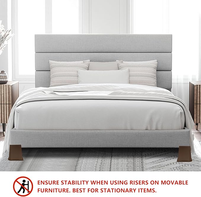 4 Pack Bed Risers 5 inch Heavy Duty Dark Brown, Oversized Furniture Risers, Bed Lifts Risers for Table, Sofa, Chair, Couch, Desk, Bed Frame Risers Supports Up to 6,500 Lbs