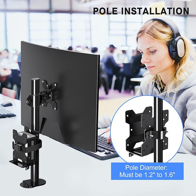 Pholiten Adjustable Thin Client Mini PC Mount Bracket,CPU VESA Under Desk and Monitor Arm Computer Holder