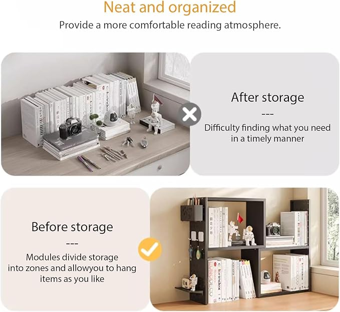 Corner Desktop Bookshelf, Multipurpose Desk Organizer Shelves with Pegboard, Countertop Display Rack for Home Office Dorm