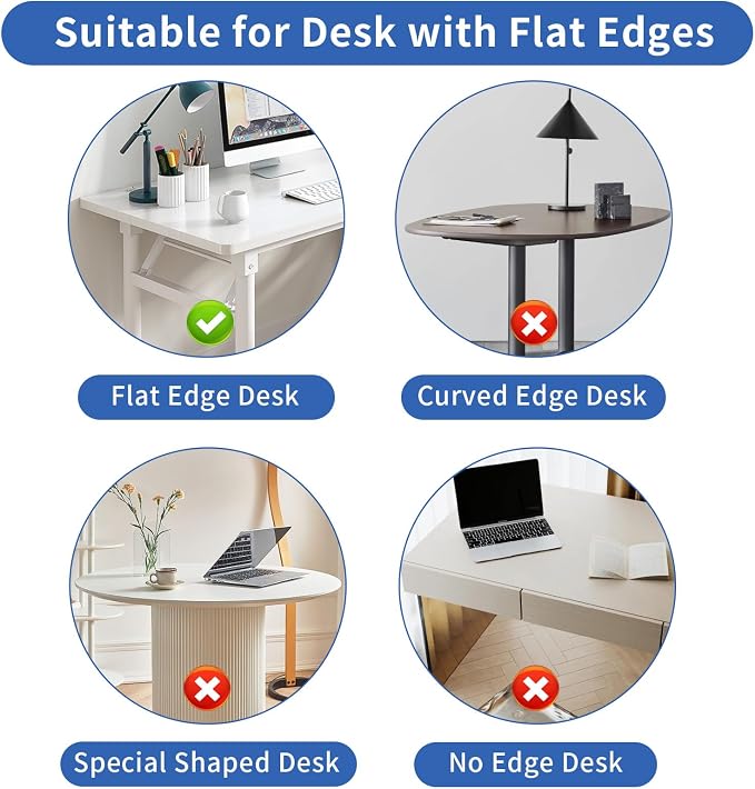 LUKETURE Desk Side Storage, Laptop Holder with Cable Management Tray, 2 in 1 Steel Under Desk Laptop Mount, Table Organization, Space Saving Table Accessories for Office and Home (Black)