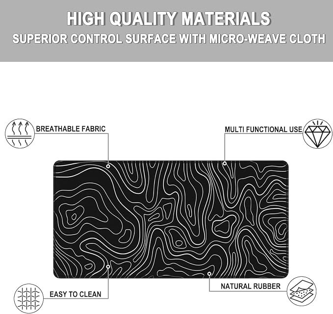 Mousepad, 31.5 x 15.7 in Large Gaming Mouse Pad with Stitched Edge, Extended Desk Mat with Non-Slip Rubber Base Water Resist Keyboard Pad for Office Game Home XXL, Black White Lines