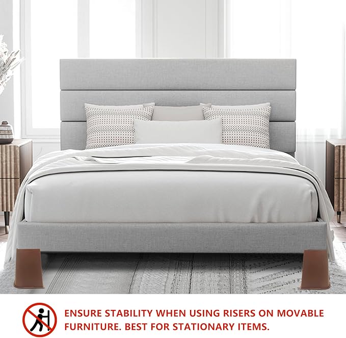 Bed Risers 8 inch Heavy Duty Dark Brown, 4 Pack Oversized Furniture Risers, Bed Lifts Risers for Table, Chair, Couch, Desk, Bed Frame Risers Supports Up to 6,500 Lbs