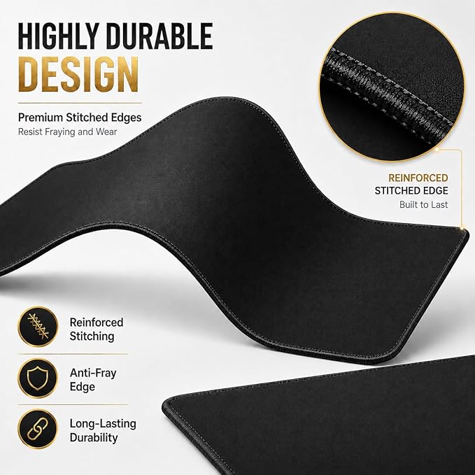 KTRIO Large Gaming Mouse Pad Desk Mat for Gamer, 31.5" x 11.8", Black, XL | Extended Size Design, Superior Micro-Weave Cloth, Non-Slip Rubber Base, Durable Stitched Edges, Water-Resistant Coating