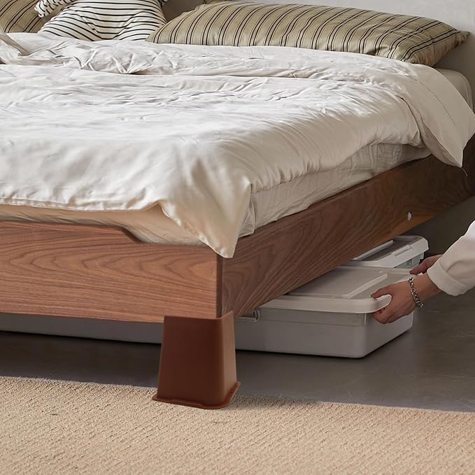 6 Pack Brown Bed Risers 6 inch Heavy Duty, Oversized Furniture Risers, Bed Lifts Risers for Table, Sofa, Chair, Couch, Desk, Bed Frame Risers Supports Up to 6,500 Lbs
