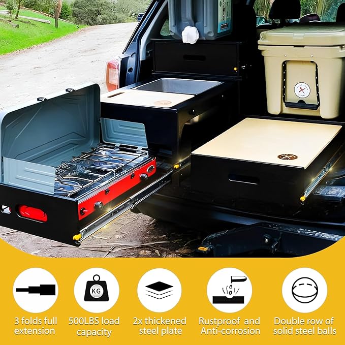 YENUO Heavy Duty Drawer Slides with Lock 12 14 16 18 20 22 24 26 28 30 32 34 36 38 40 44 48 52 56 60 Inch Full Extension Side Mount Ball Bearing Locking Rails Track Glides Runners Load 420 Lbs 1 Pair