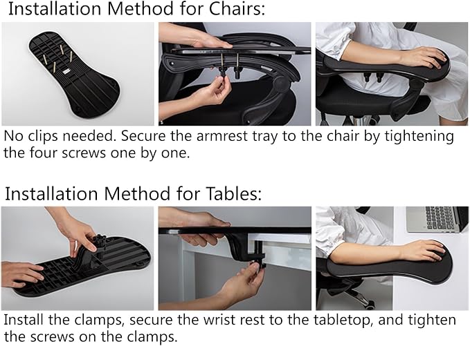 Adjustable Desk Extension no Drilling Needed, Clamp on Desk Extender Tray for Bar Counter, Desk Ergonomic Table Extender for Desk(Large)
