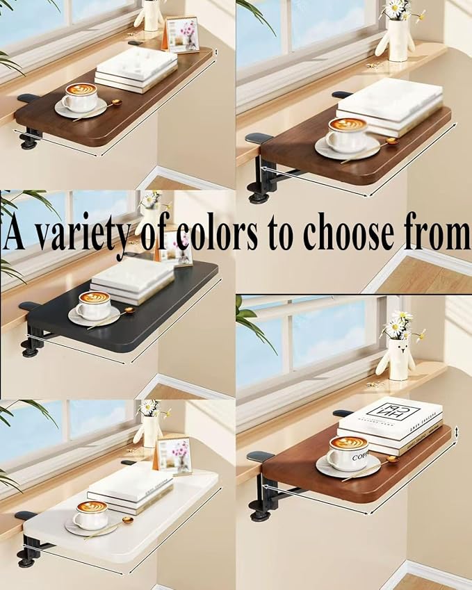 Clamp On Desk Extender, 90 Degree Foldable Desktop Extension Board, Ergonomic Keyboard Tray Extender for Office Desk, Dining Table, Window Sill & Bookshelf Space Saving Color1 20x80cm (7.9inx31.5in)