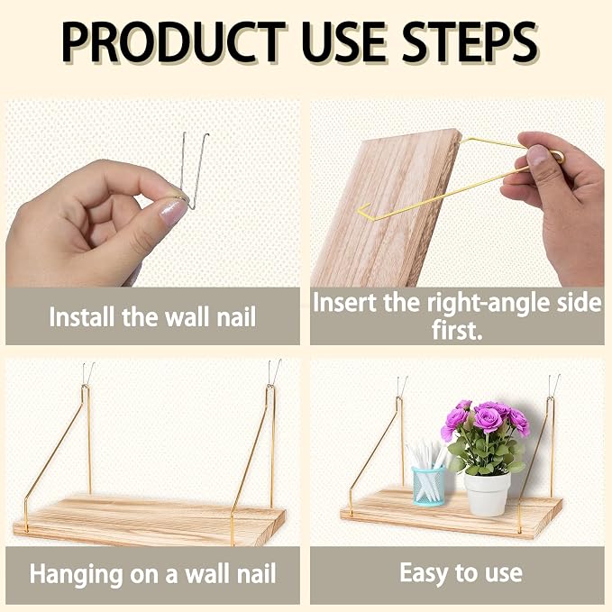 1-Pack Cubicle Shelf For Fabric Walls With Hooks：12x6.0in Wooden Cubicle Shelf Hanging Gold Bracket Use For Office Cubicle Accessories Office Stylish Ations Cubicle Decorations For Women Desk