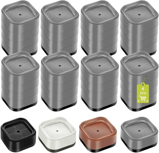 8 Pack Furniture Risers 4 Inch, Adjustable Bed Risers Heavy Duty for Table Desk Couch Chair Sofa Cabinet Bed Legs Dorm, Square Stackable Bed Raisers Blocks Lift Height 1", 2",3" or 4", Grey
