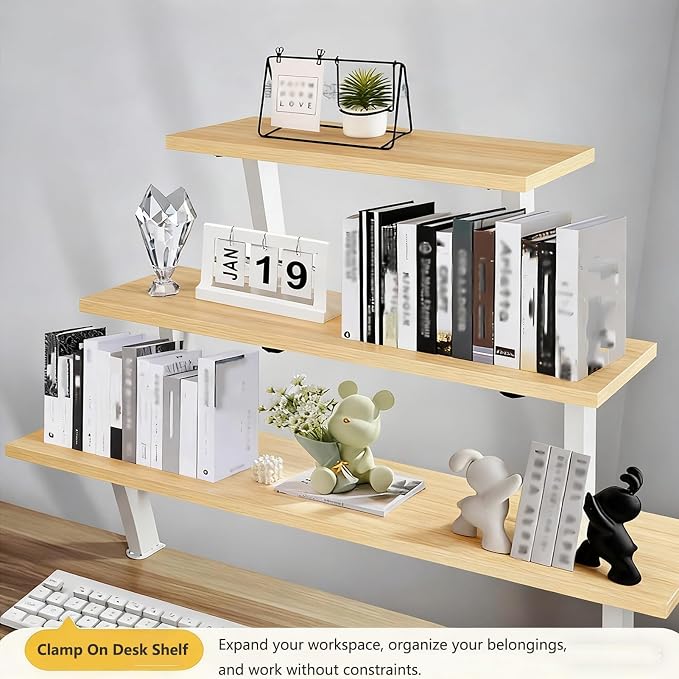 Clamp on Desk Shelf, Desktop Shelf Organizer Space Saving Desk Storage Rack for Office Study Home Dorm No Drill (39.3 x 7.8 in)