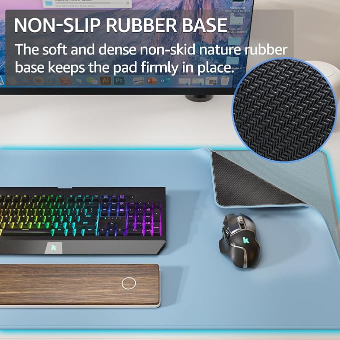 KTRIO Large Gaming Mouse Pad, Desk Mat, 31.5 x 15.7 in, Ice Blue, XXL | Smooth Micro-Weave Surface, Artistic Pattern Design, Non-Slip Rubber Base, Durable Stitched Edges, Office & Home Use