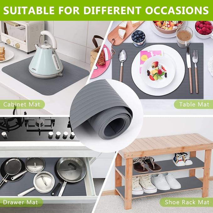 Drawer and Shelf Liner, Shelf Liner Non Adhesive Refrigerator Mats Washable, No Odor Plastic Pantry Liners Wire Shelf Paper Drawer Liner for Cupboard Kitchen
