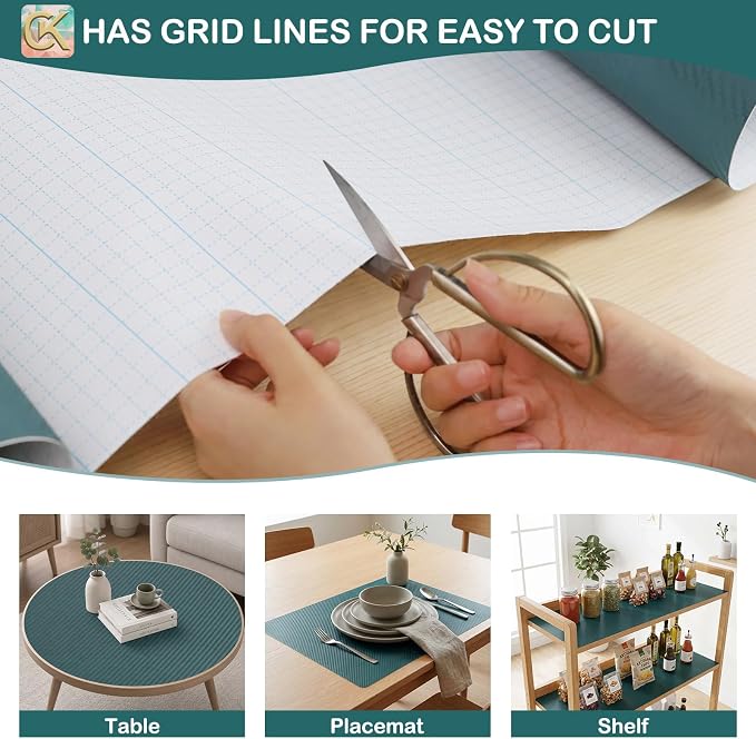 Self-Adhesive Shelf Liner Kitchen Liner, Waterproof Backed Paper Easy Peel and Stick Contact Liner Without Residue for Decor Your Desk Surface, Kitchen Countertops (Green, 11.8 x 118.1 inches)