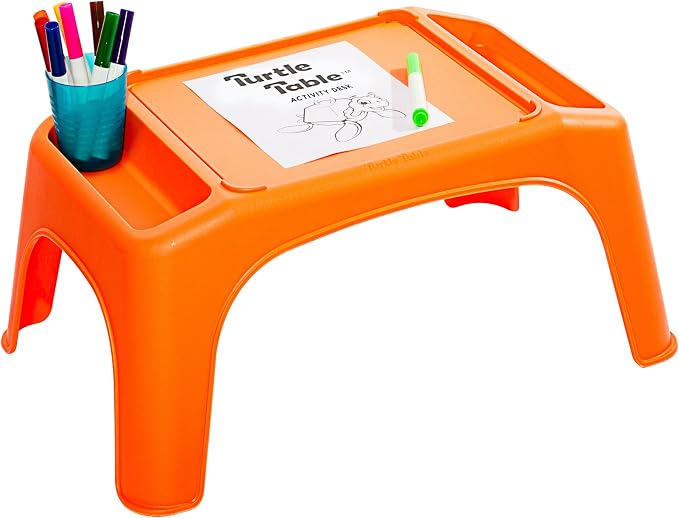 LAPGEAR Turtle Table Kids Flexible Seating Lap Desk Tray with Storage for Snacks, Play, Classroom, and Sensory Activities - Orange - Style No. 20109