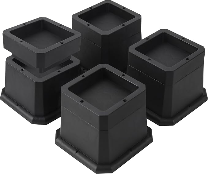 BTSD-home Bed Risers 3 Inch or 2 Inch Heavy Duty Furniture Risers Adjustable Dorm Bed Lifts Risers Table Desks Legs Blocks 4 Pack Black