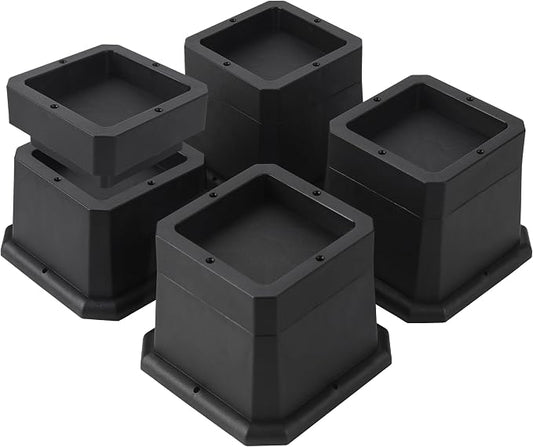 BTSD-home Bed Risers 3 Inch or 2 Inch Heavy Duty Furniture Risers Adjustable Dorm Bed Lifts Risers Table Desks Legs Blocks 4 Pack Black