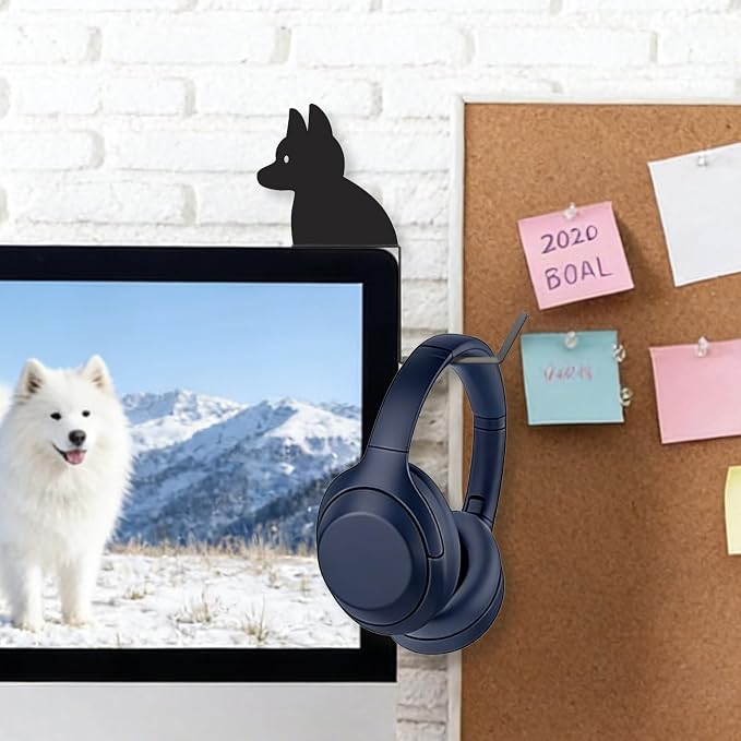 Dog And Cat Headphone Hook for Monitor, Cute Animal Metal Headphone Holder, Saves Desk Space Organizer Decorative Hanger for Hanging Keys Cables And More (German shepherd)