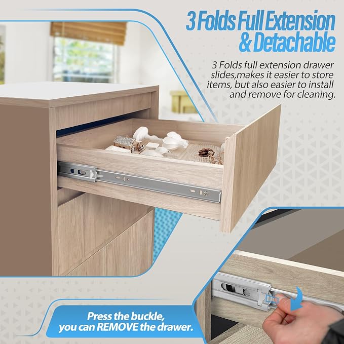 10 Pair Stainless Steel Full Extension Ball Bearing Drawer Slides 8 10 12 14 16 18 20 22 24 Inch 100 LB Load Capacity Side Mount Cabinet Rails Dresser Metal Runners Kitchen (12 inch,Stainless)