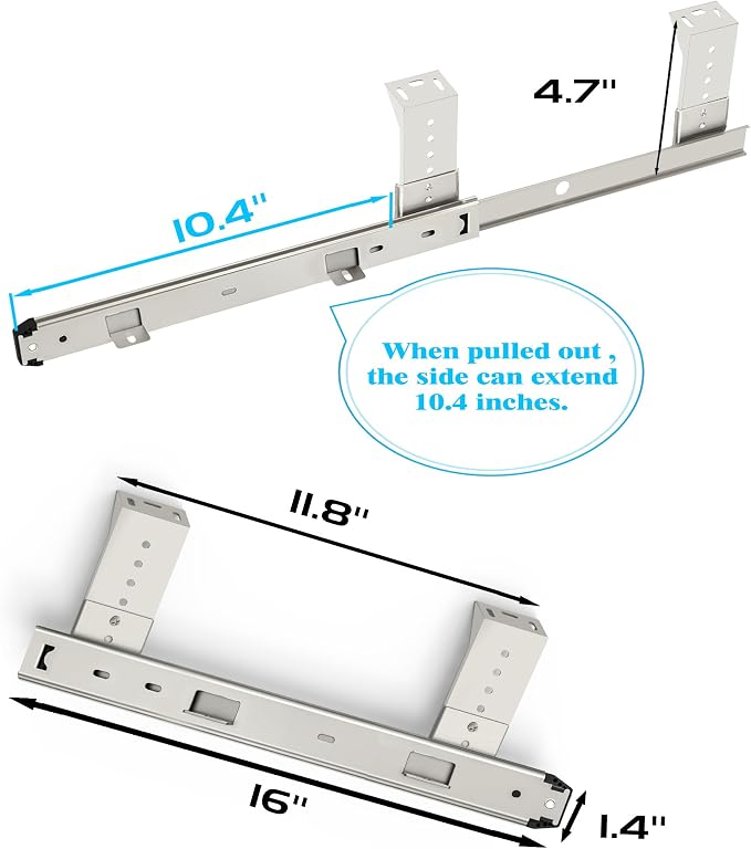 FRMSAET Heavy Duty 12/14/16/18 inches Thickness Steel Construction Ball Bearing Keyboard Slides Keyboard Drawer Slides Tray Accessories Cabinet Furniture Hardware Rails (16 inches, Silver)