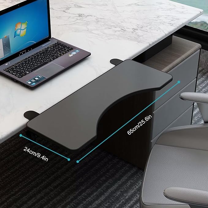 Desk Extender, 90°Foldable Computer Wrist Rest Shelf, Clamp on Arm Support, Ergonomic Sturdy Desk Extender for Office & Home, Durable & Easy to Install