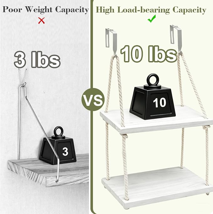 2 Tier Cubicle Shelf Hanging - 11.8 Inch Office Cubicle Wall Shelf with Rope Adjustable Hooks, Office Desk Accessories for Office Decor, Organizer, Storage in Workspaces